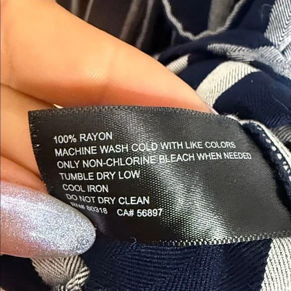 Lucky Brand - Small Striped Navy Dress - Ruffle Shoulder - button down - Picture 5 of 6